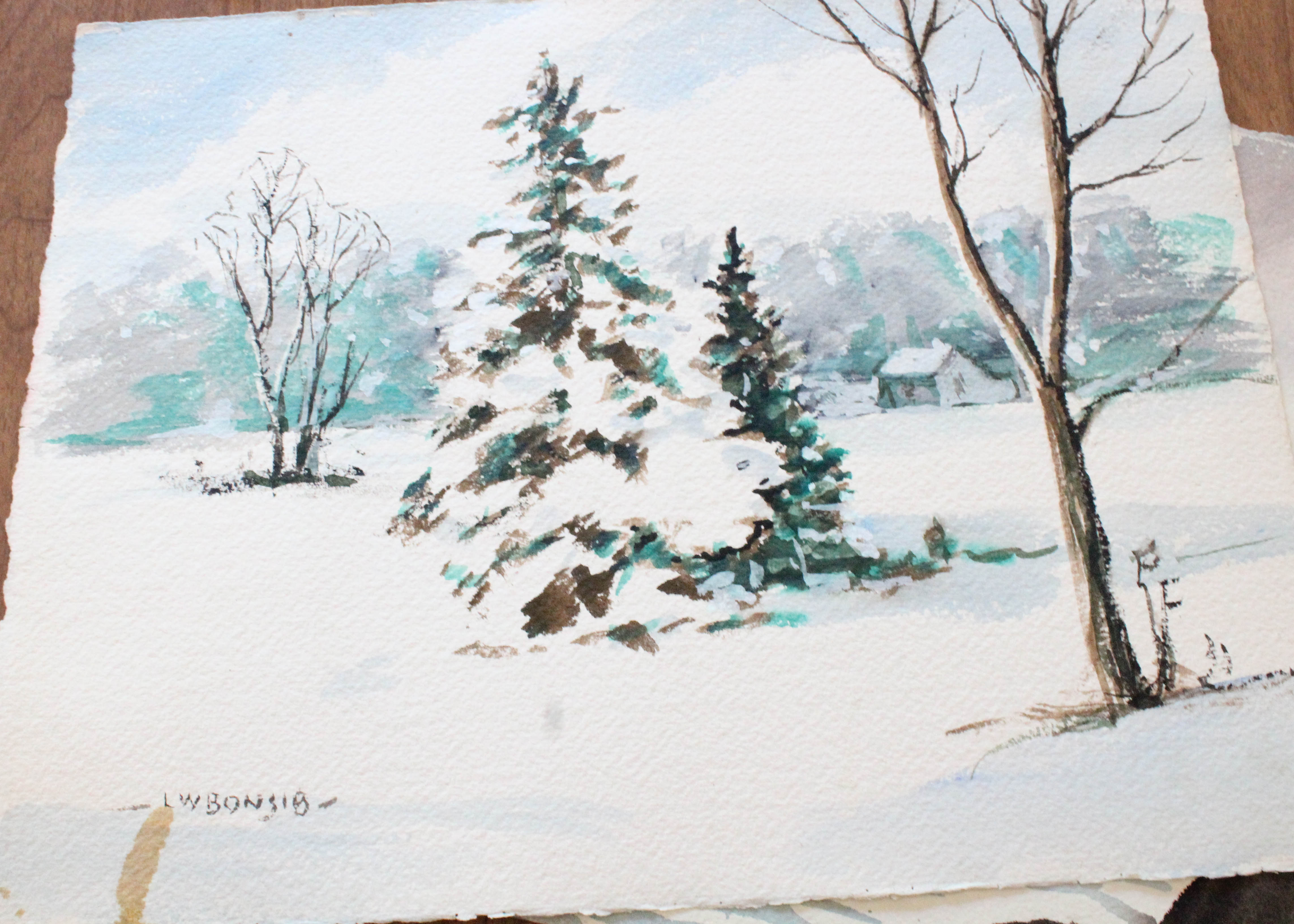 Collection of Sketches and Watercolors by Listed Indiana Artist L.W. Bonsib