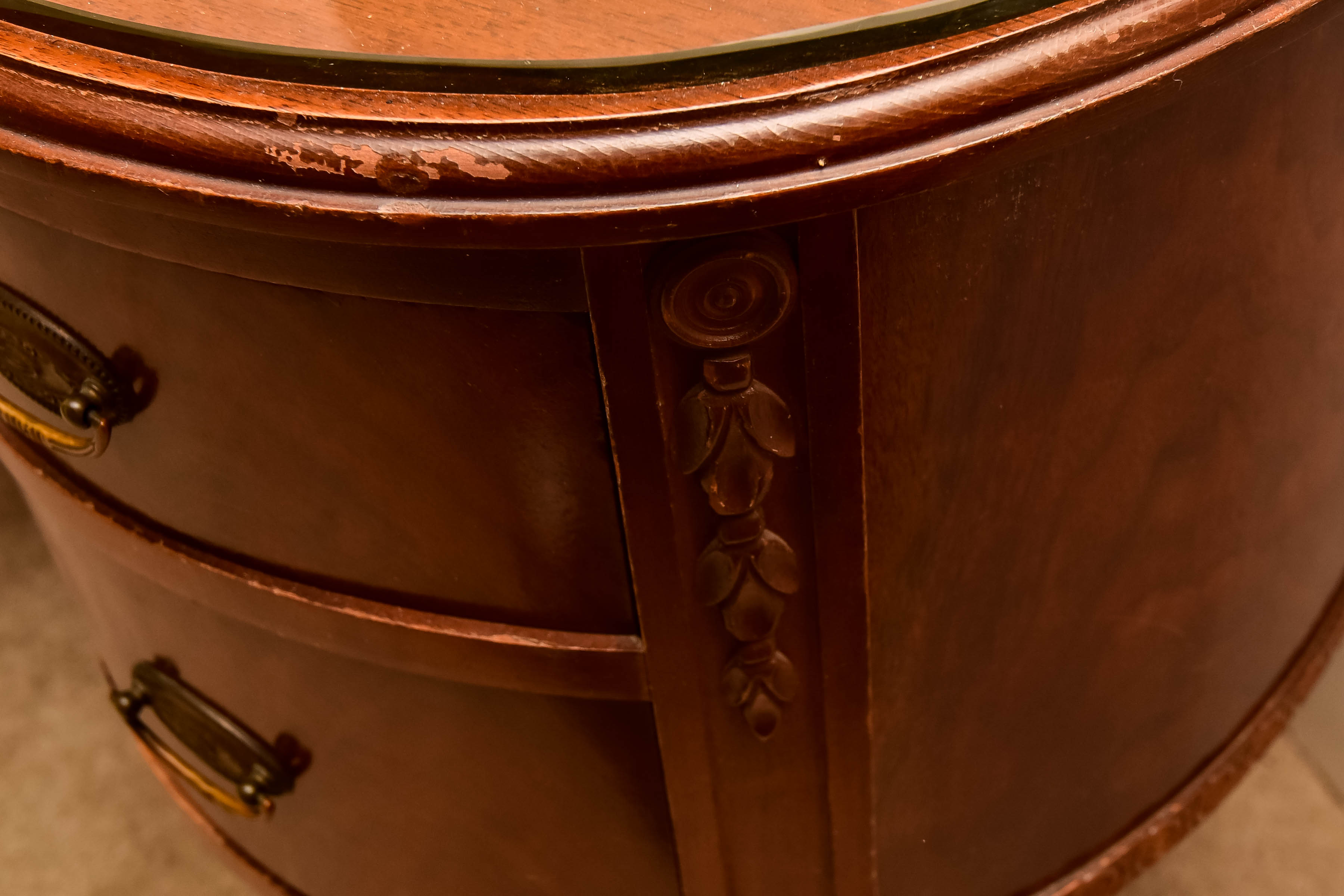 Vintage Federal Style Mahogany Kidney Shaped Desk
