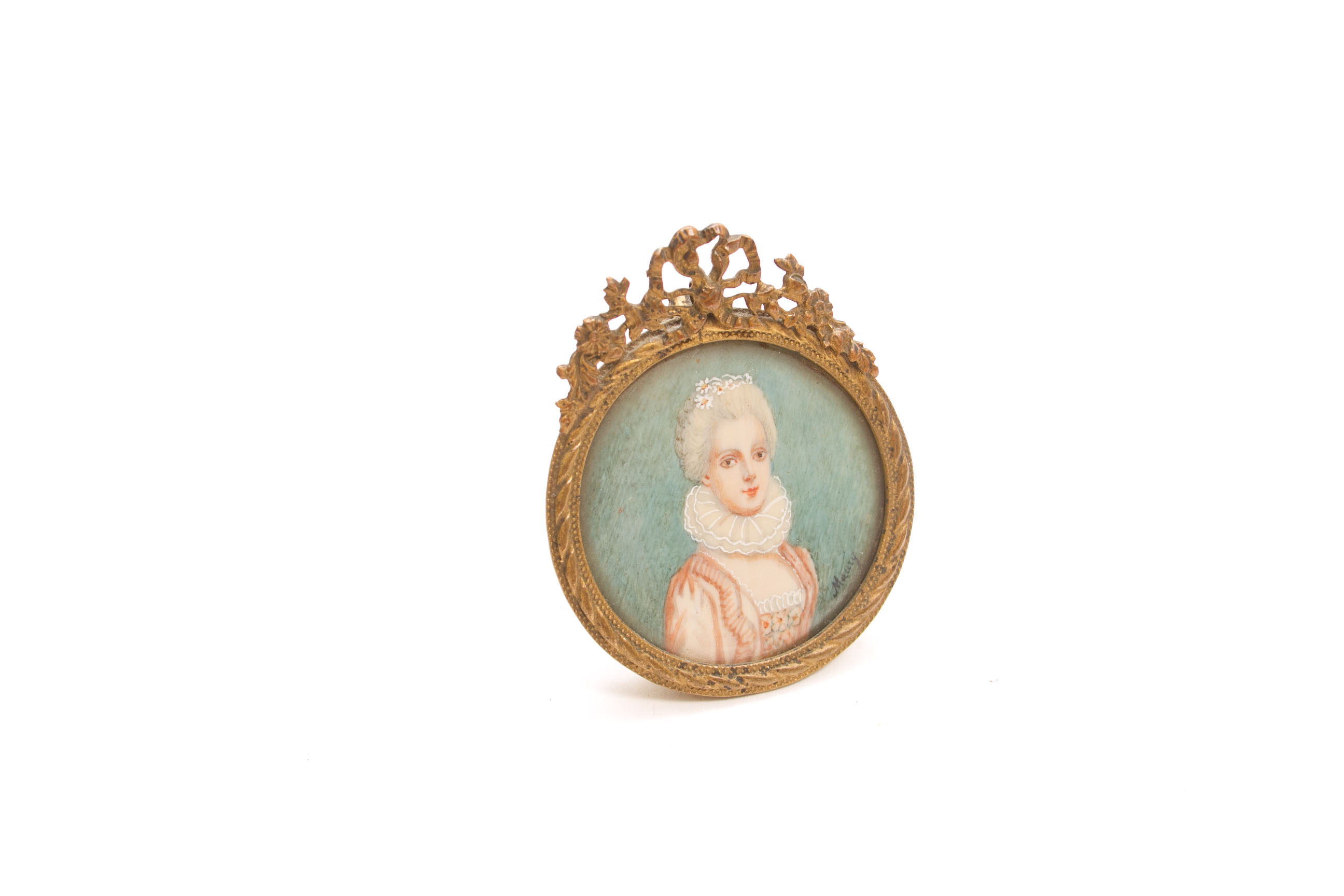 Vintage Miniature Hand Painted Portrait on Wood