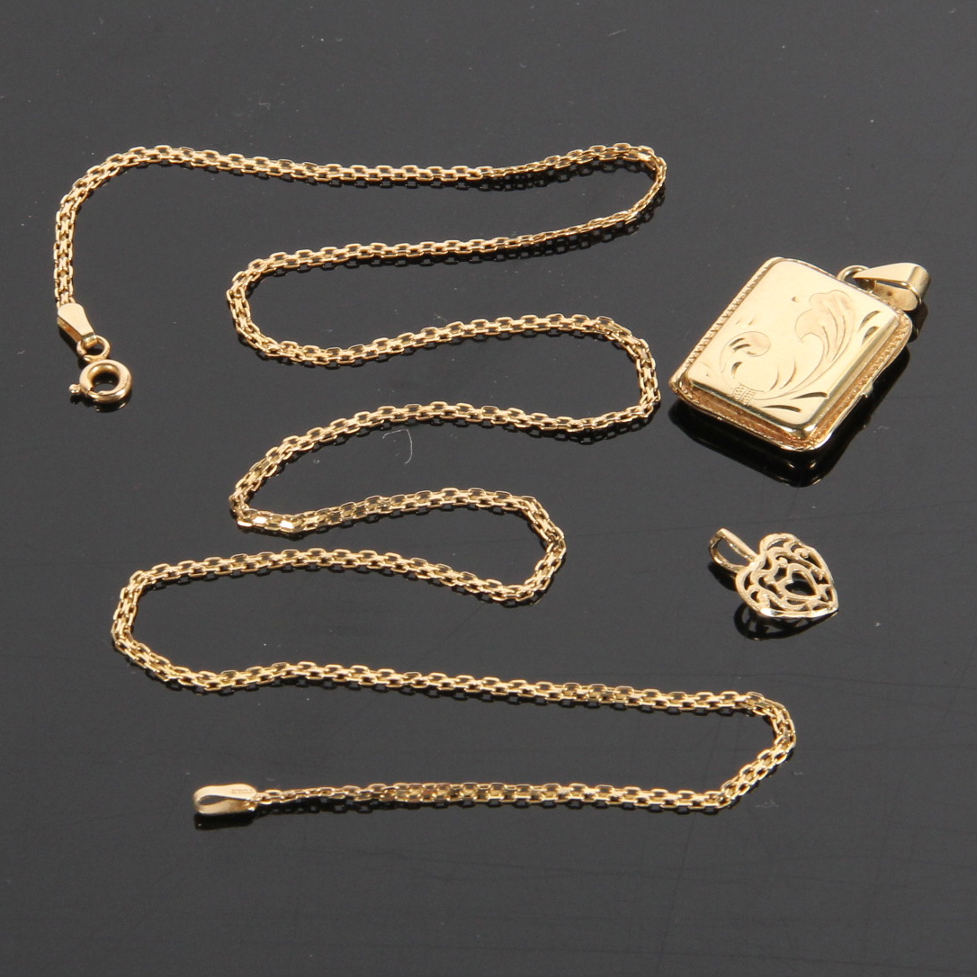 14K Yellow Gold Necklace and Pendants