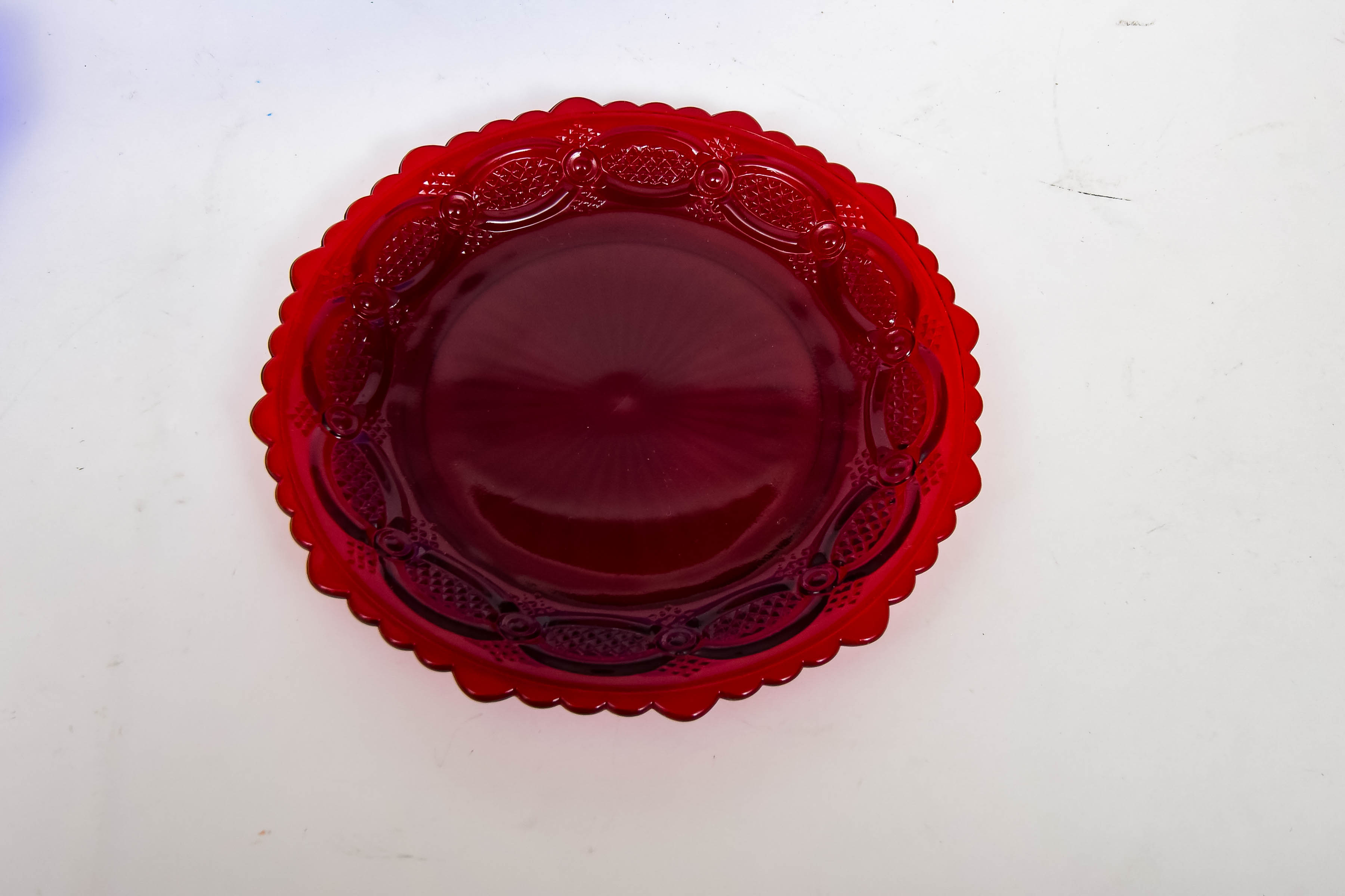 Cobalt Blue and Red Pressed Glass Collection