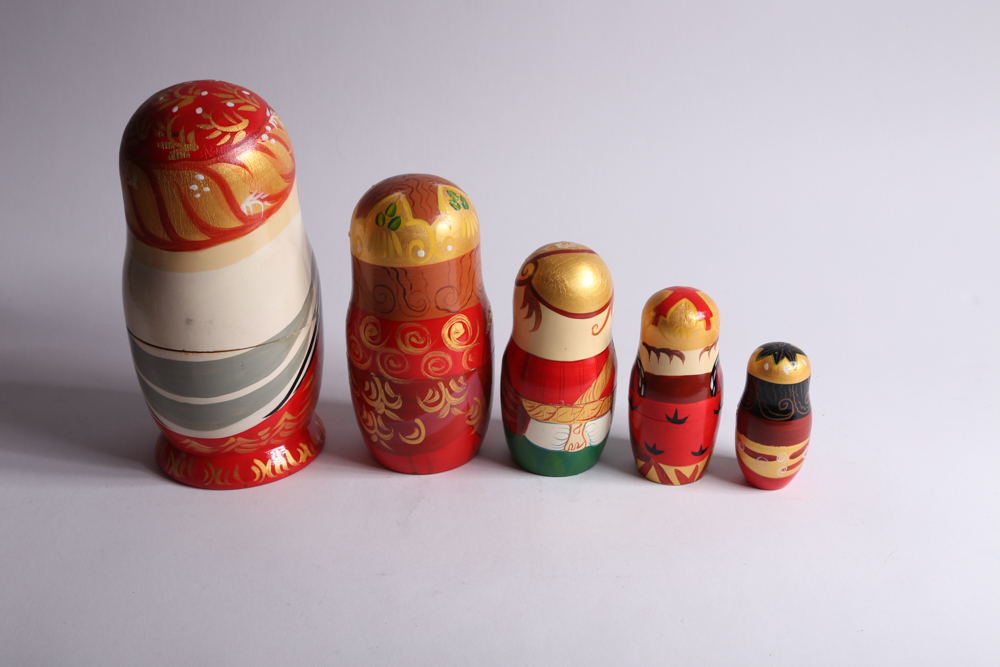 Five Sets of Russian Matryoshka Dolls