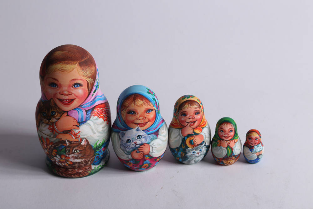 Five Sets of Russian Matryoshka Dolls
