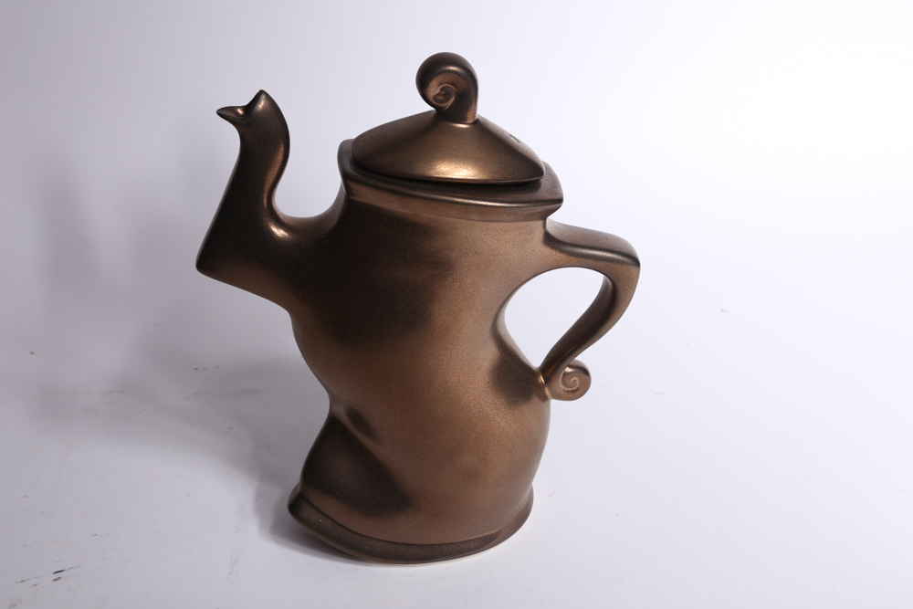 Michael Lambert Dancing Teapot Set with Bronze Glaze