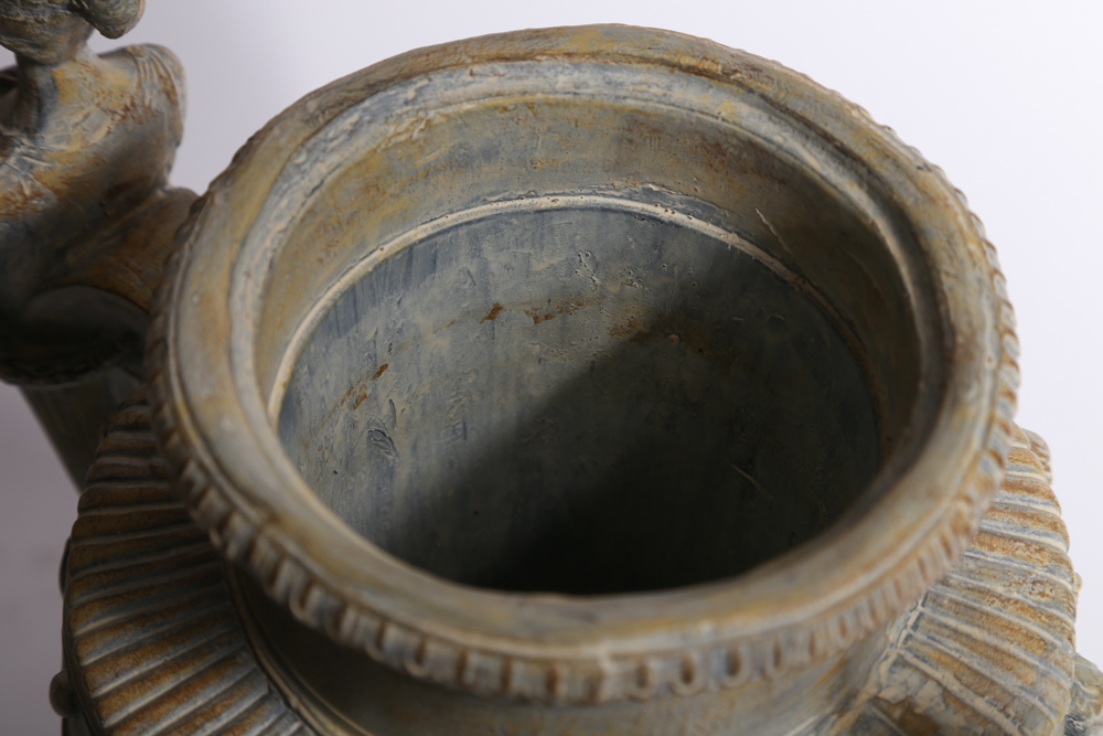 Roman Themed Vase With Figural Handles