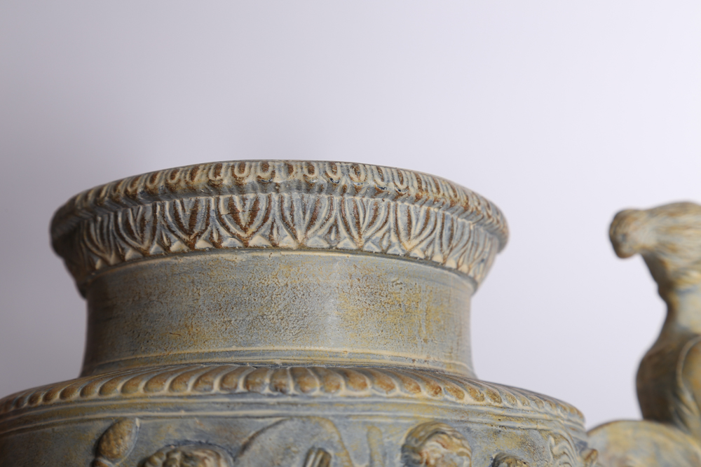 Roman Themed Vase With Figural Handles