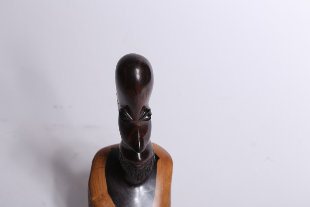 Pair of African Style Carved Wood Busts