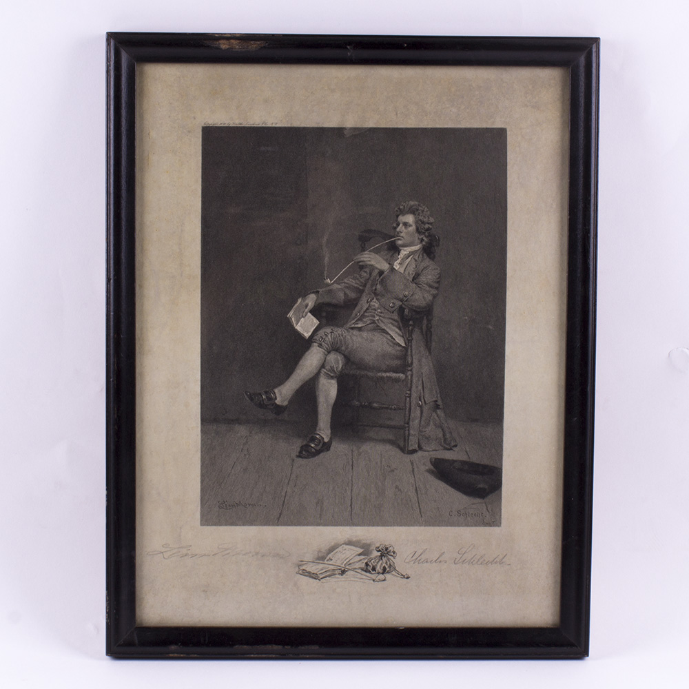 Loen Moran and Charles Schlecht Signed  Etching Portrait of Gentleman