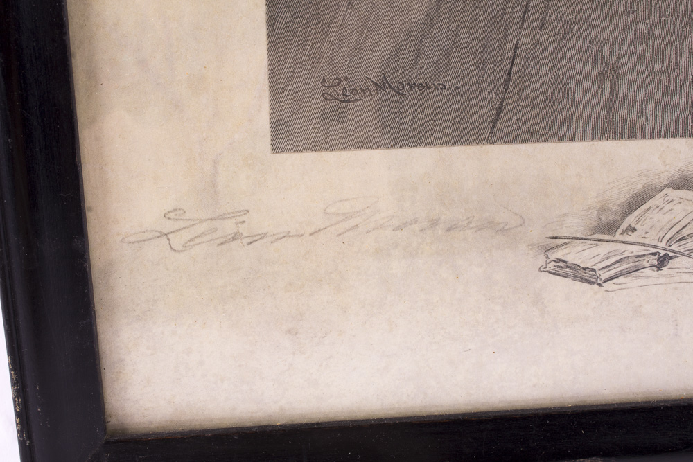 Loen Moran and Charles Schlecht Signed  Etching Portrait of Gentleman