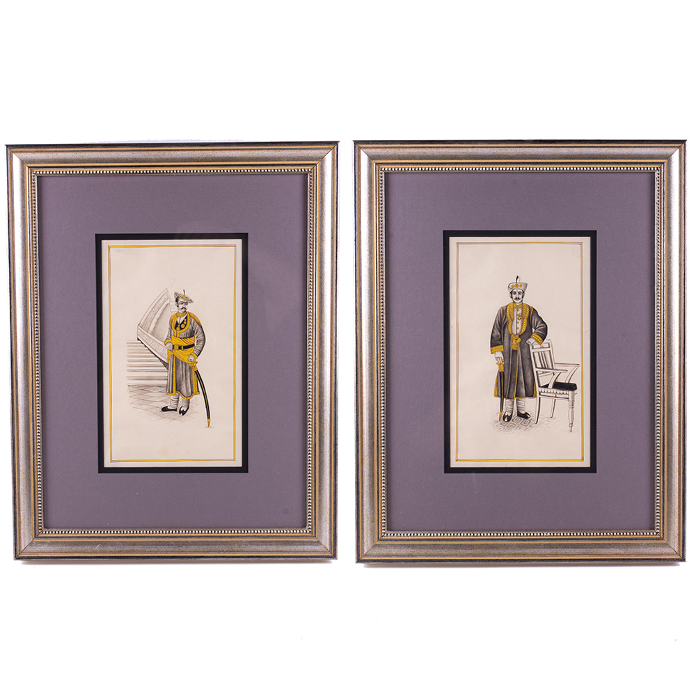 Pair of Acrylic on Paper Middle Eastern Men Framed Art