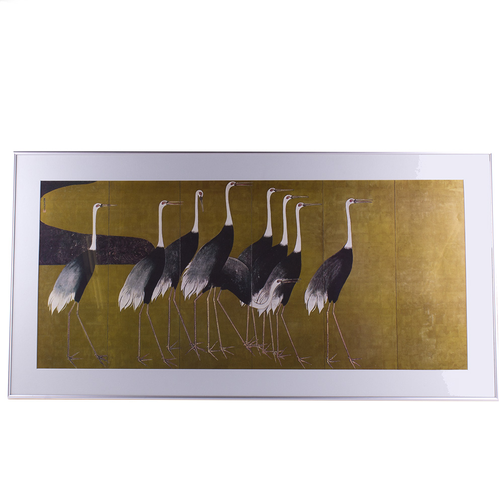 "Cranes" Framed Screen Painting Reproduction Print