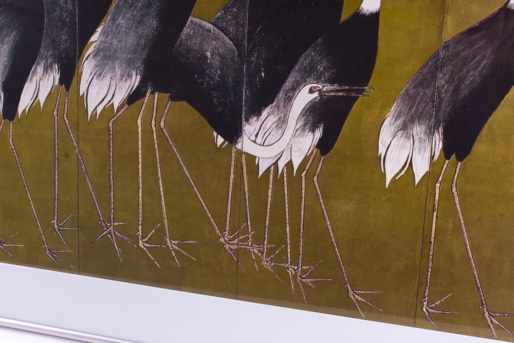 "Cranes" Framed Screen Painting Reproduction Print