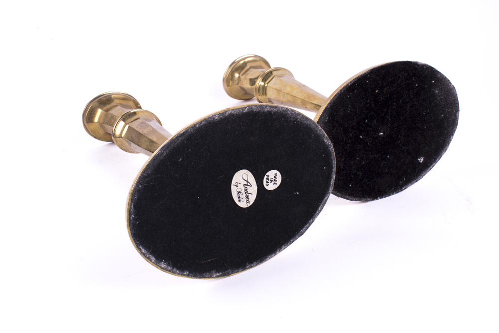 Pair of Andrea by Sadek Brass Candlesticks