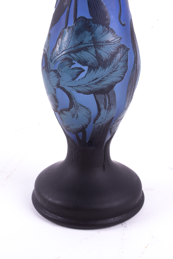 Galle Cameo Art Glass Etched Relief Vase