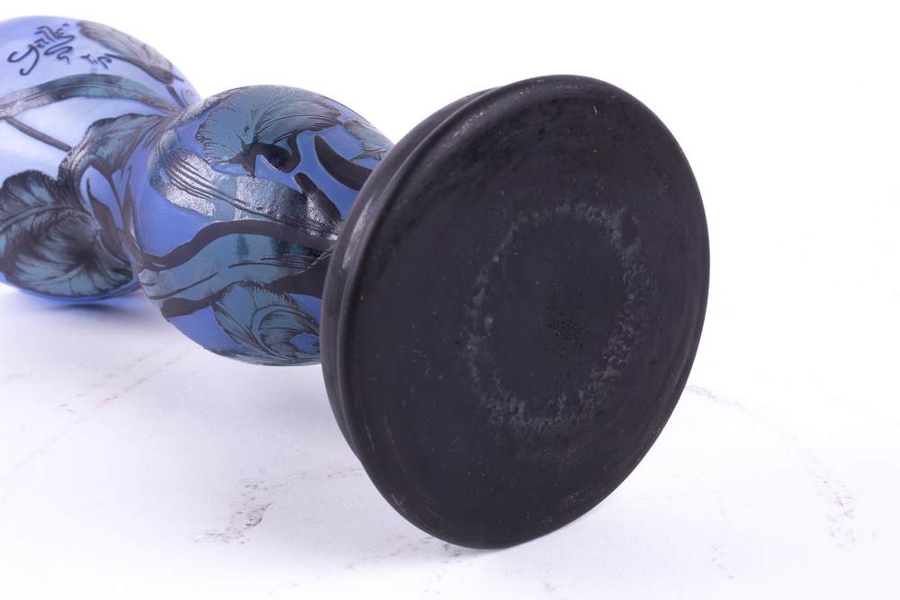 Galle Cameo Art Glass Etched Relief Vase