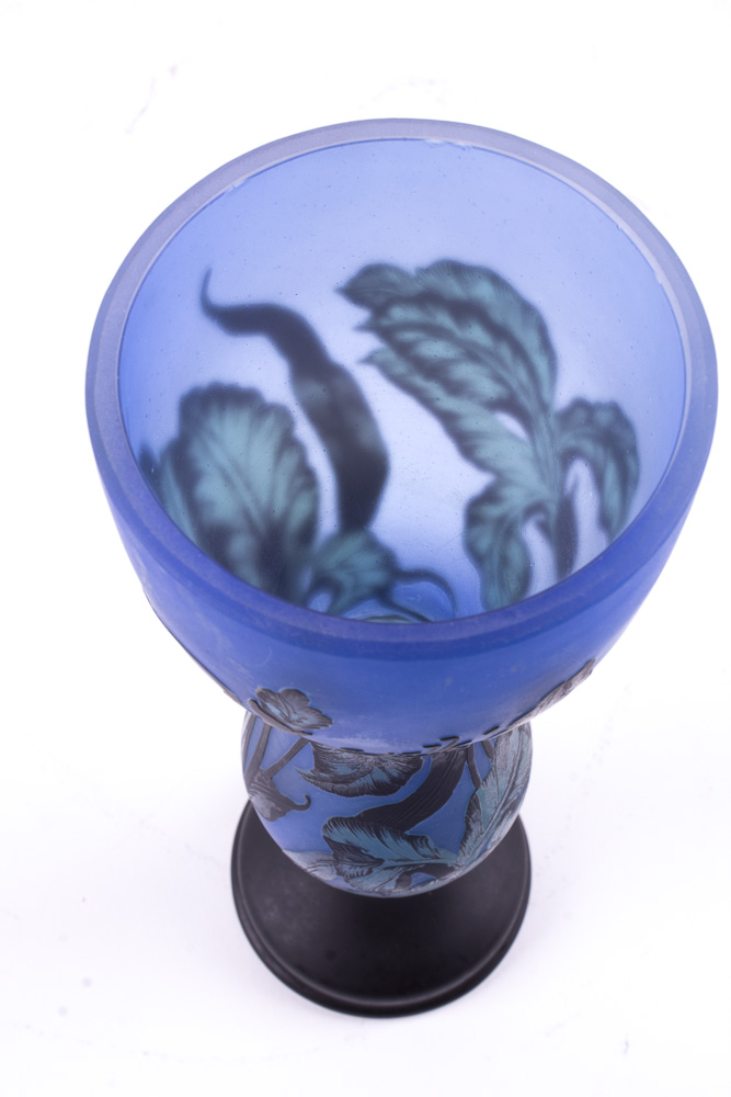 Galle Cameo Art Glass Etched Relief Vase