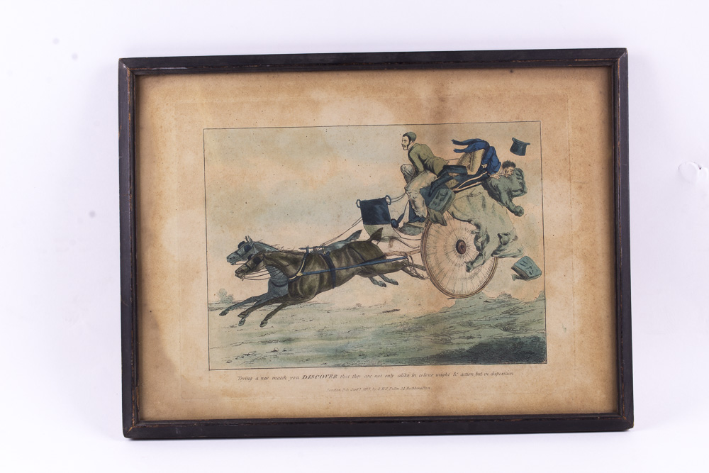 Antique Framed Hand Colored Etching