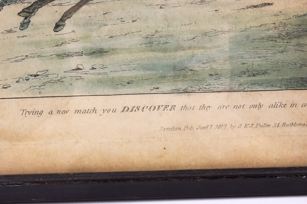 Antique Framed Hand Colored Etching