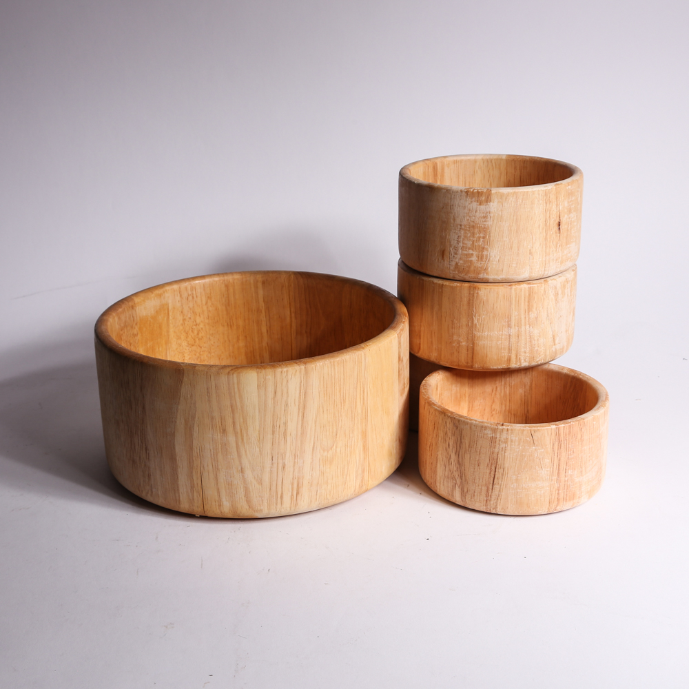 Five Thai Beechwood Bowls