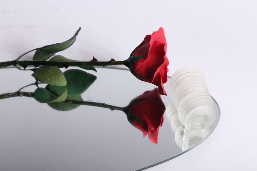 Porcelain Rose and Vanity Mirror Tray