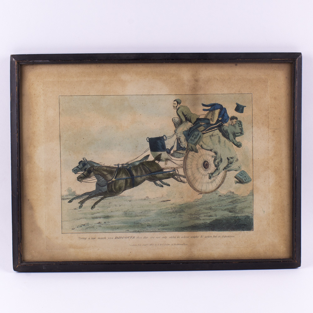 Antique Framed Hand Colored Etching