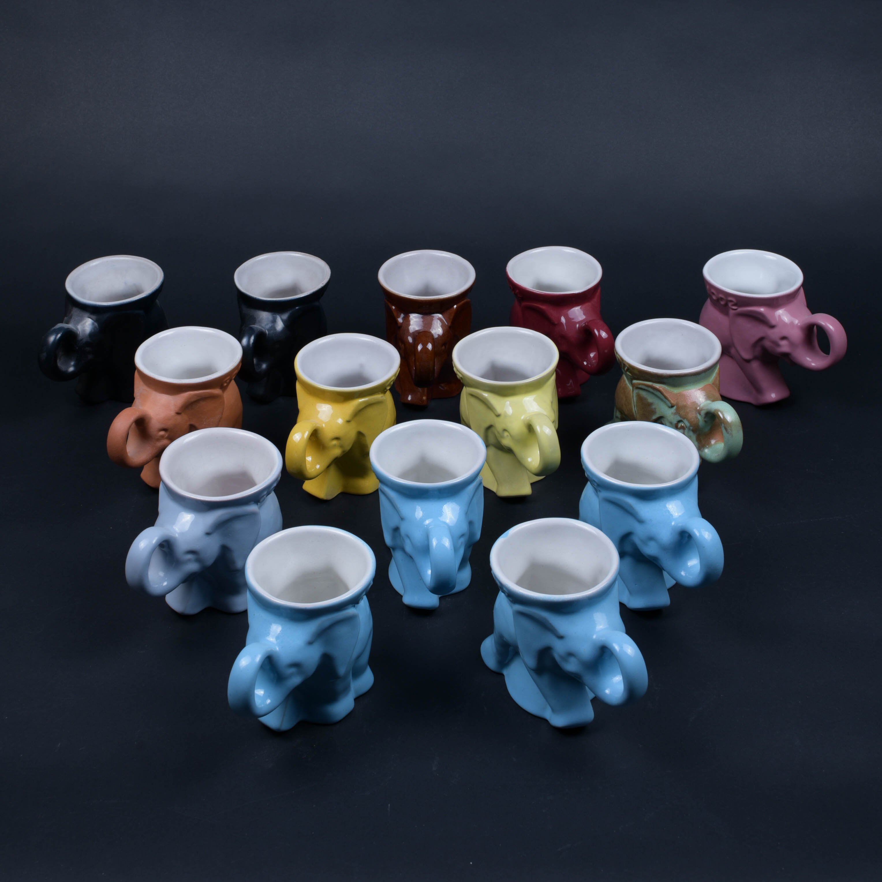 A Set of Vintage Frankoma GOP Mugs and Display Shelf