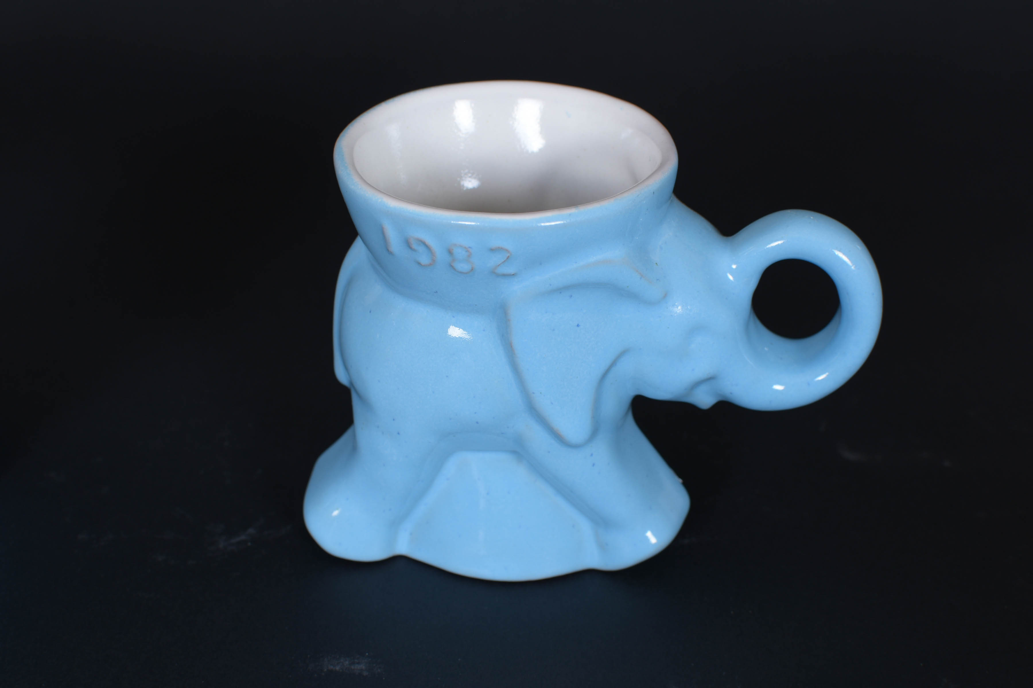 A Set of Vintage Frankoma GOP Mugs and Display Shelf