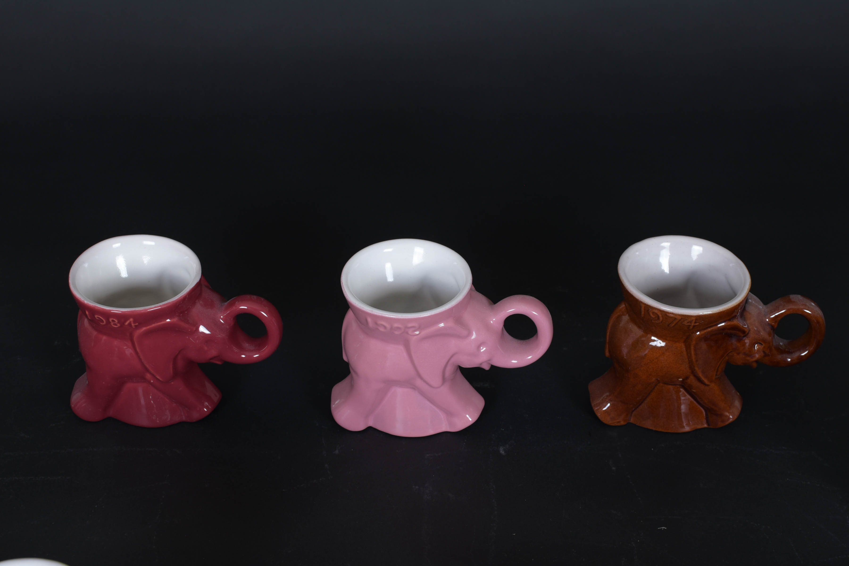 A Set of Vintage Frankoma GOP Mugs and Display Shelf