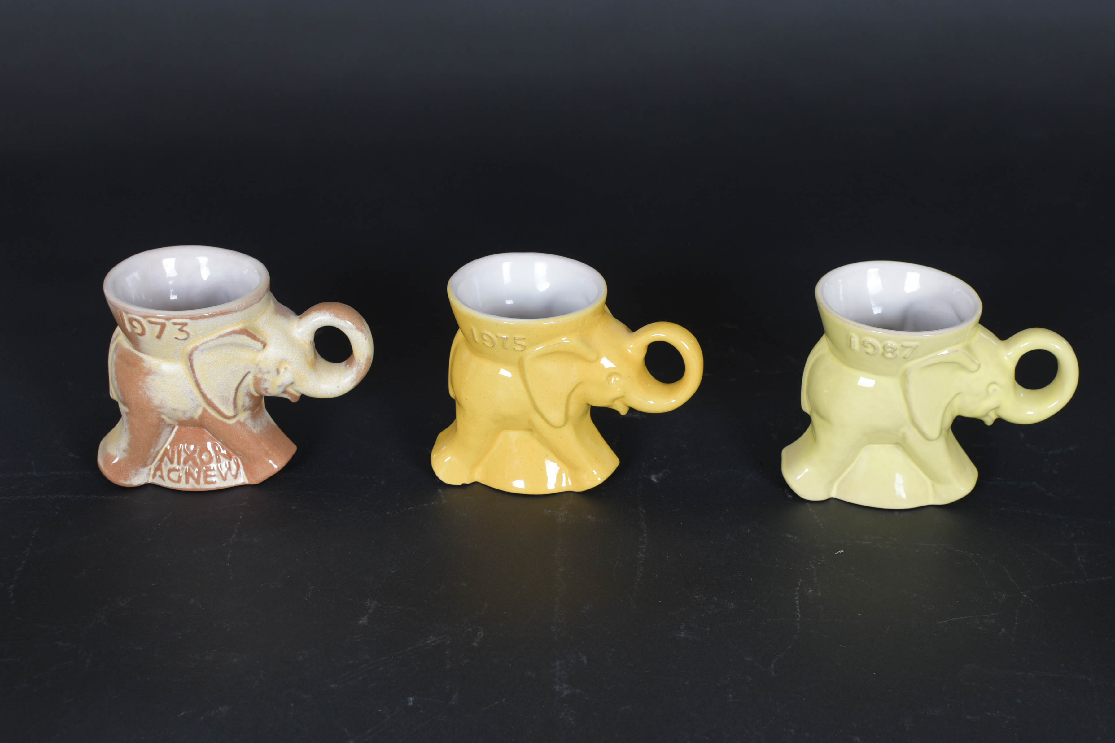 A Set of Vintage Frankoma GOP Mugs and Display Shelf