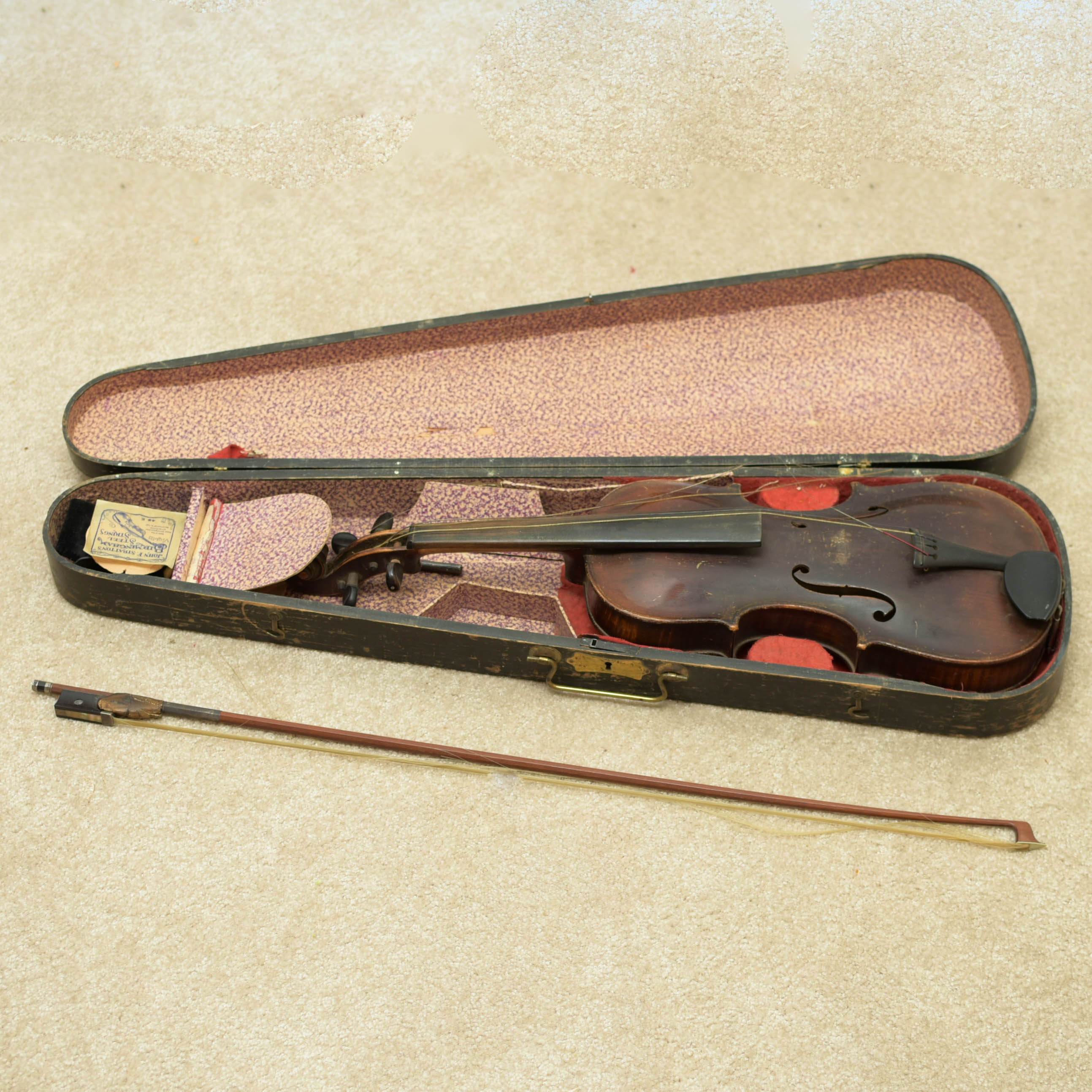 Vintage Violin with Bow and Case