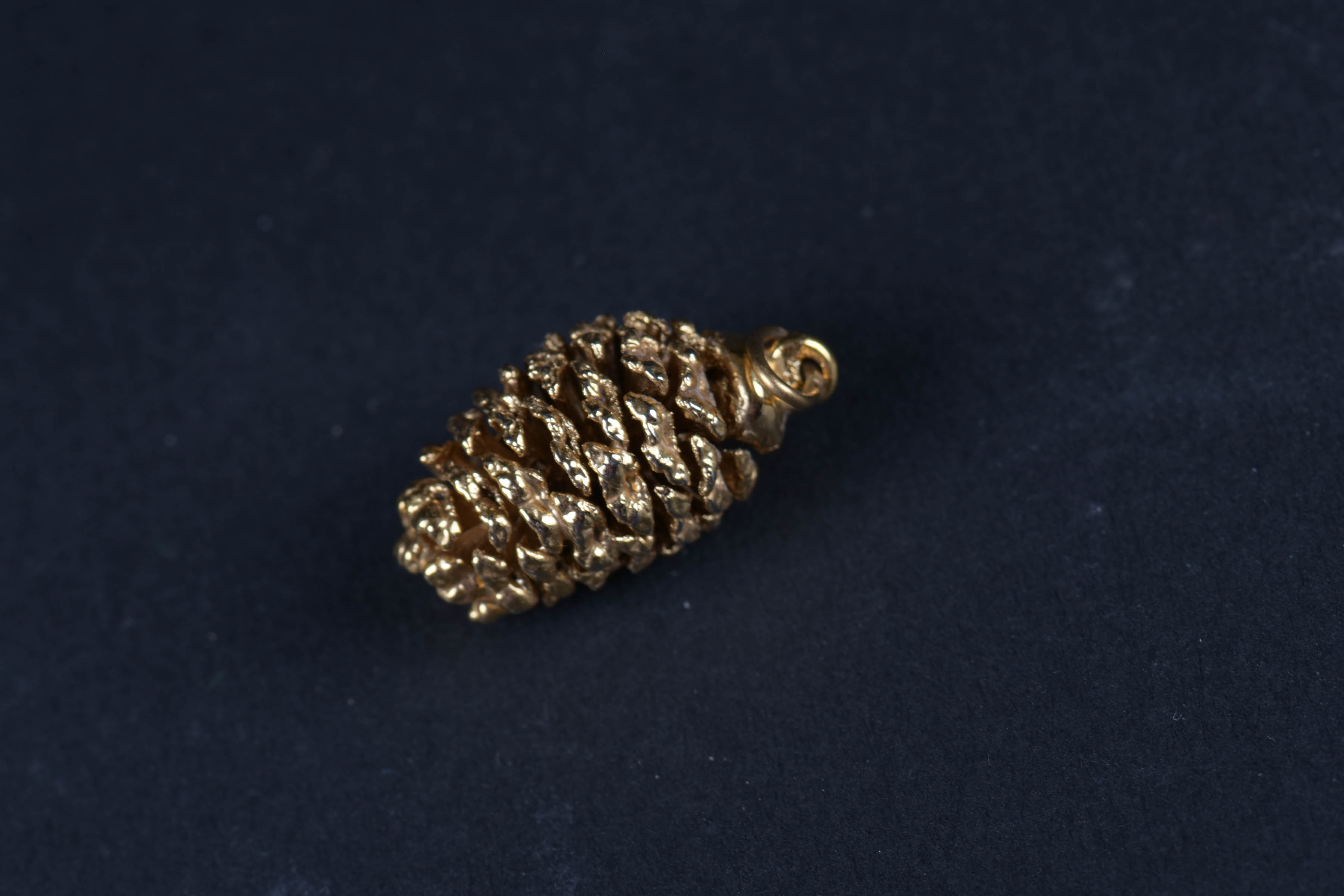 Gold Pinecone and Botryoidal Pendant Pair