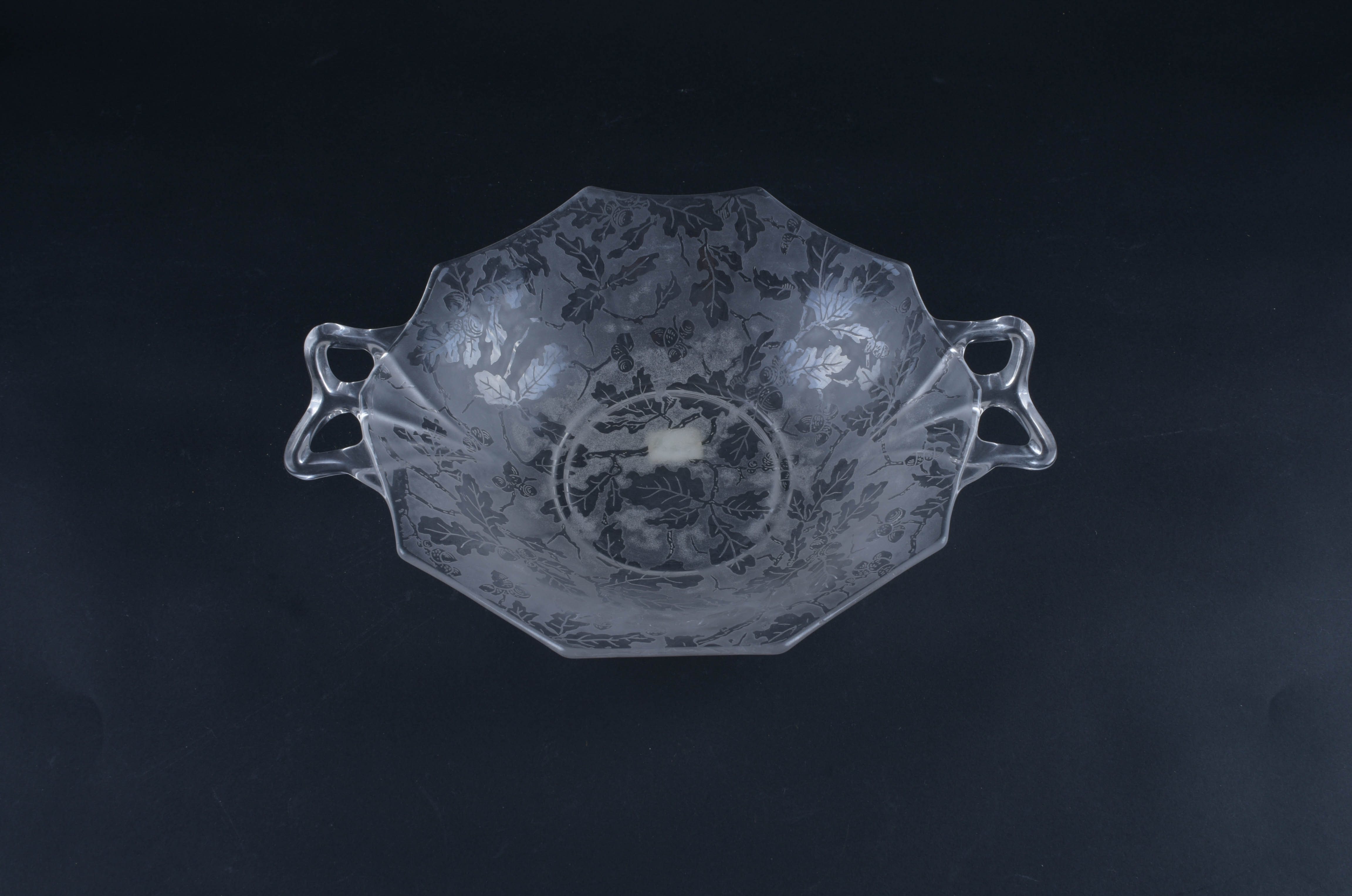 Oak Etched Glass Serving Pieces