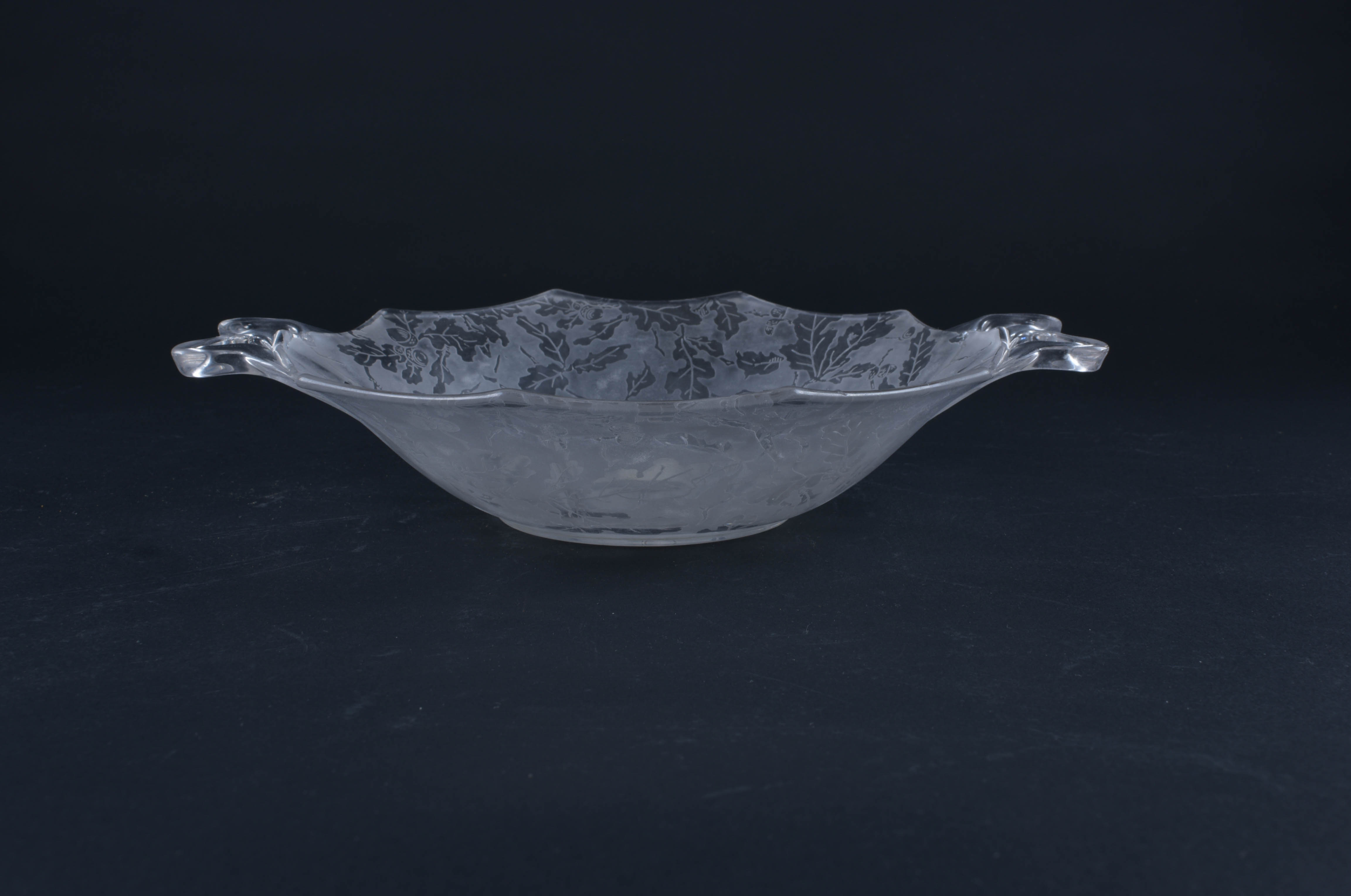 Oak Etched Glass Serving Pieces