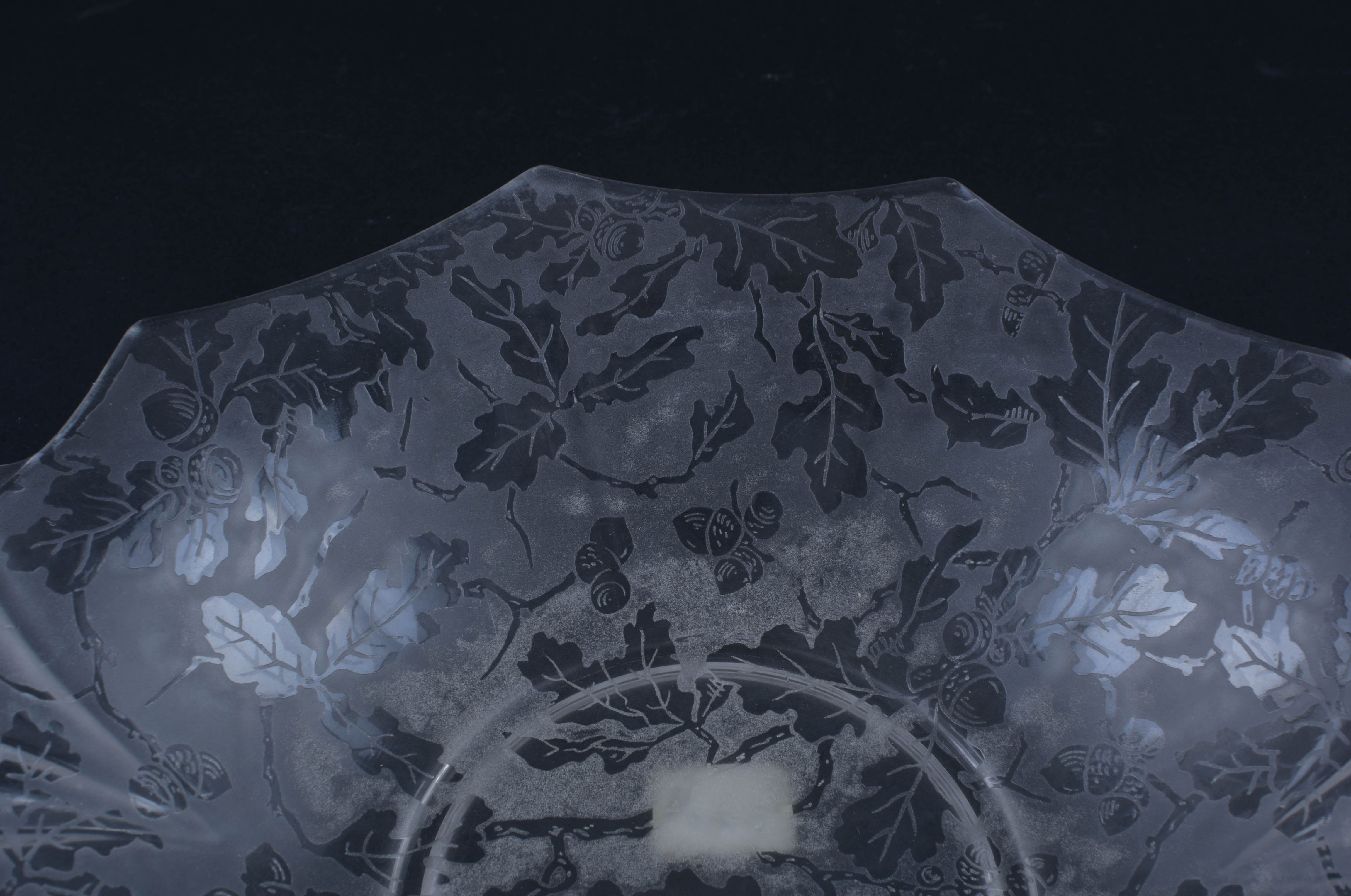 Oak Etched Glass Serving Pieces