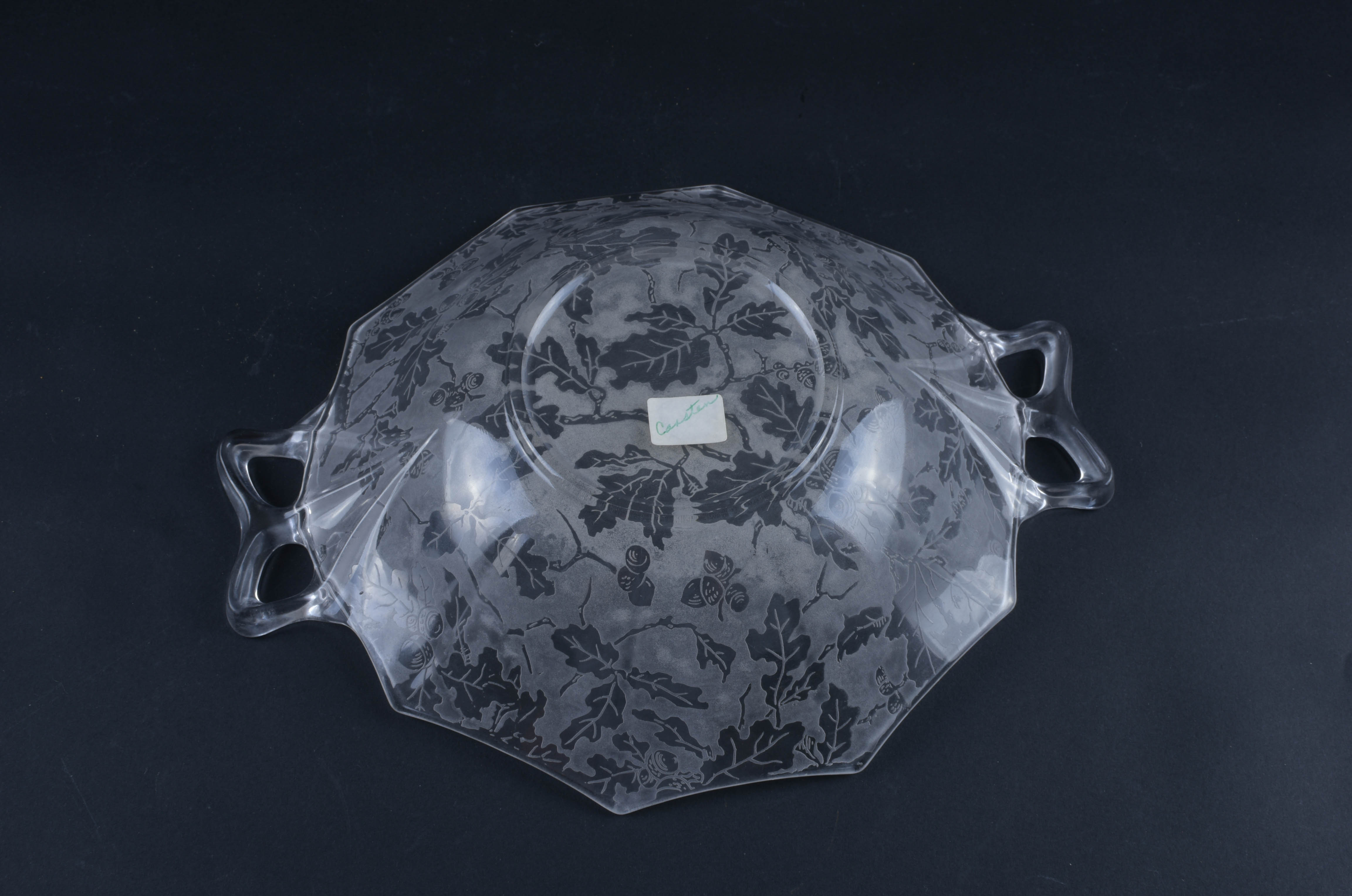 Oak Etched Glass Serving Pieces