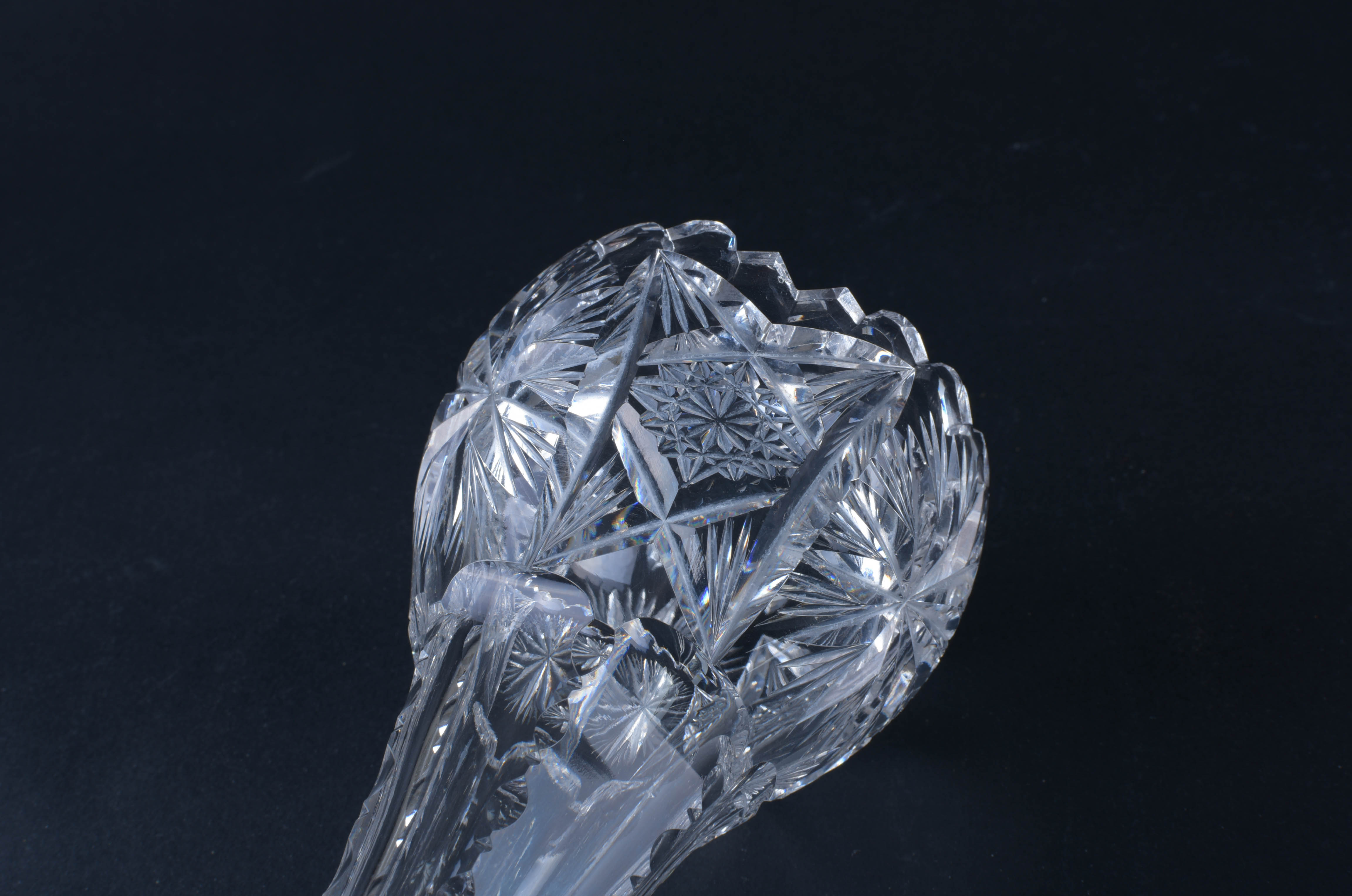 Cut Crystal Compote and Trumpet Vase