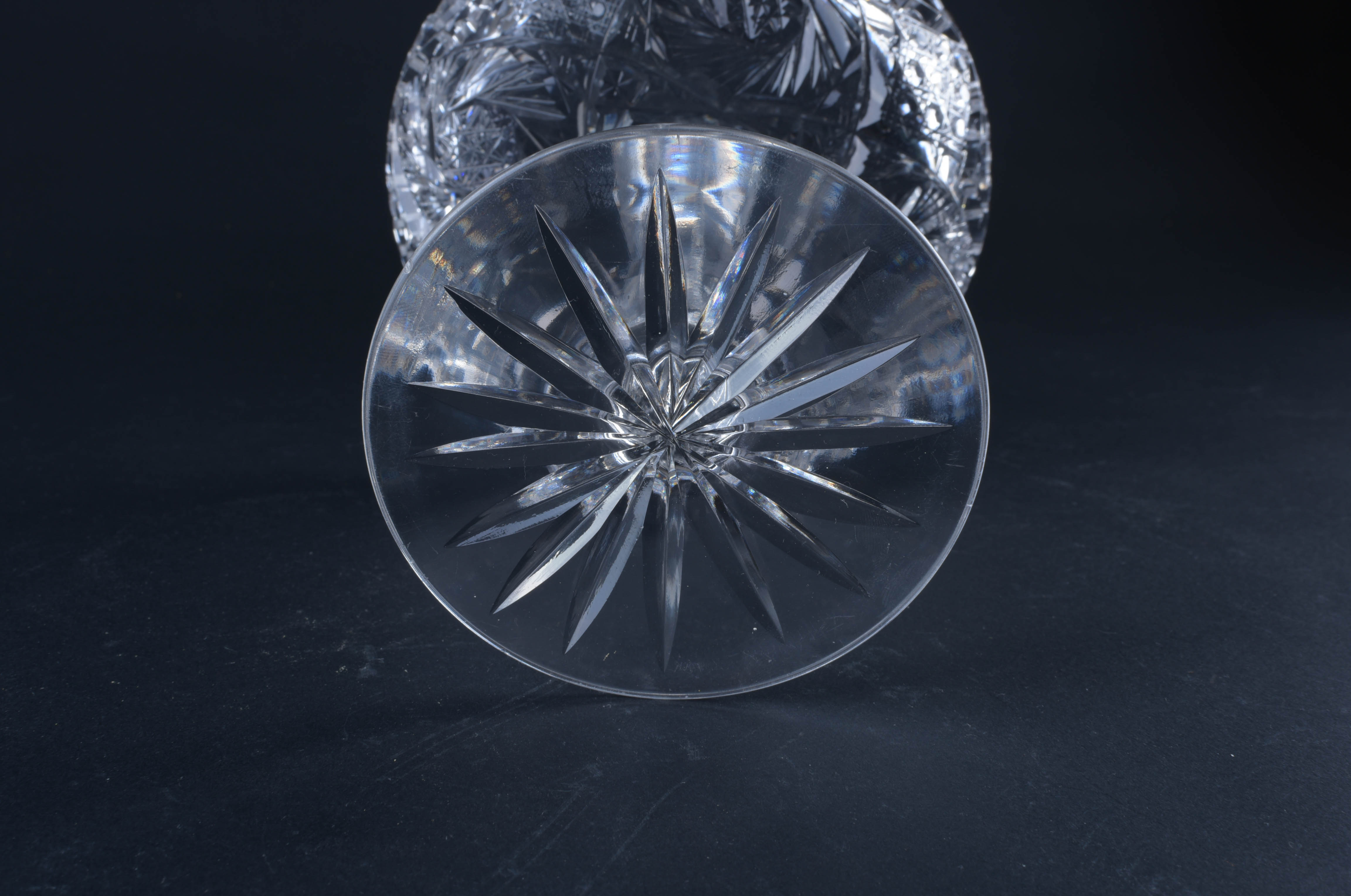 Cut Crystal Compote and Trumpet Vase