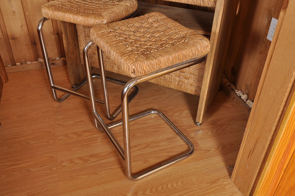 Mid Century Modern Style Rattan Bar and Stools