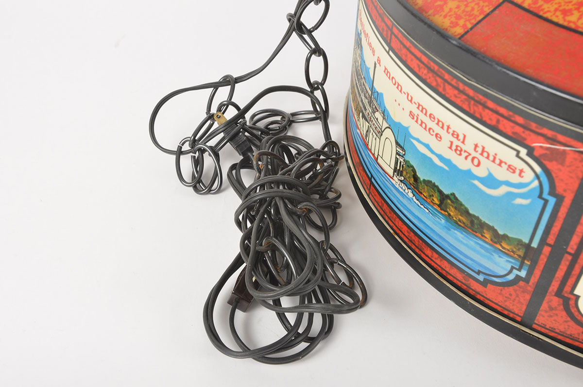 Vintage Breweriana Wiedemann Beer Faux Amber Glass Hanging Light Signage