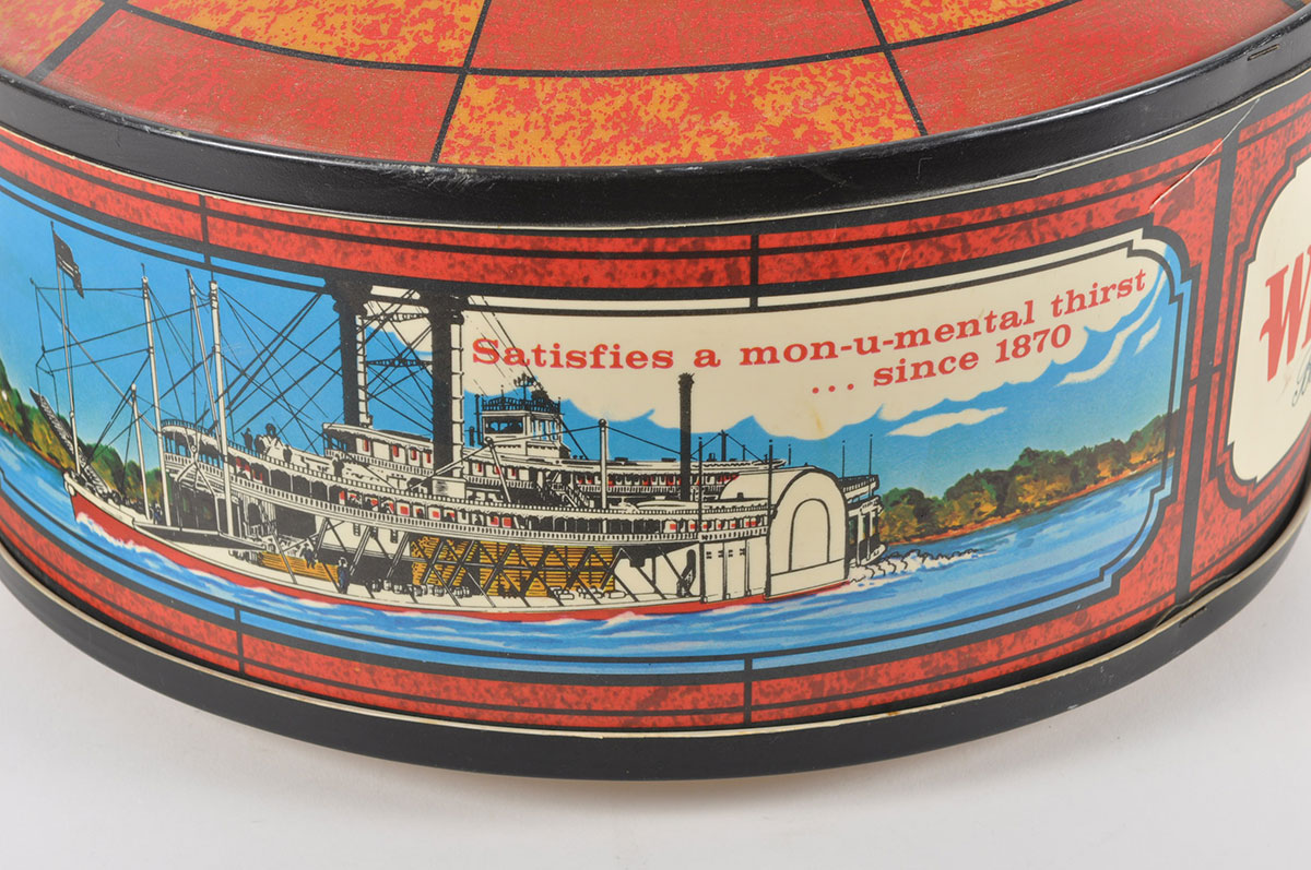 Vintage Breweriana Wiedemann Beer Faux Amber Glass Hanging Light Signage