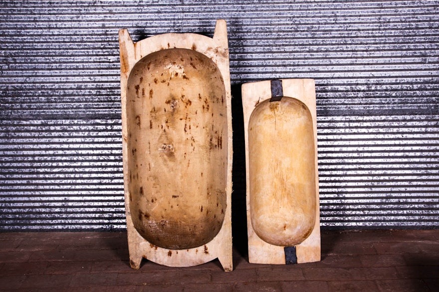 Pair of Primitive Dough Bowls