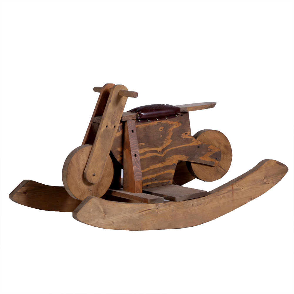 Handmade Wooden Motorcycle Rocking Horse