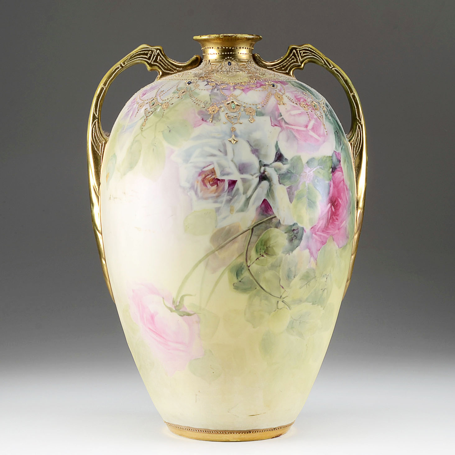Circa 1891-1911 Large Hand-Painted Nippon Vase