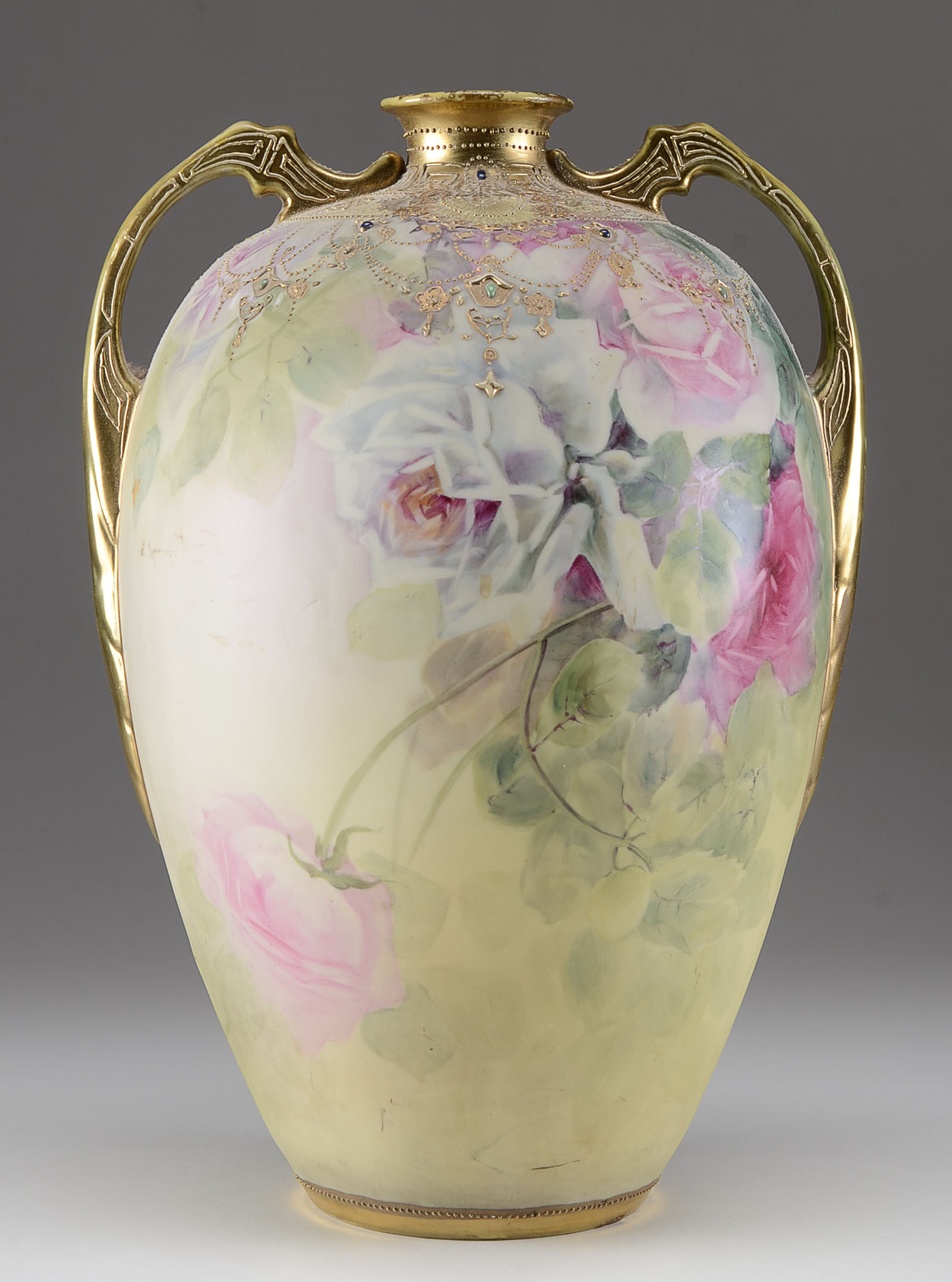 Circa 1891-1911 Large Hand-Painted Nippon Vase