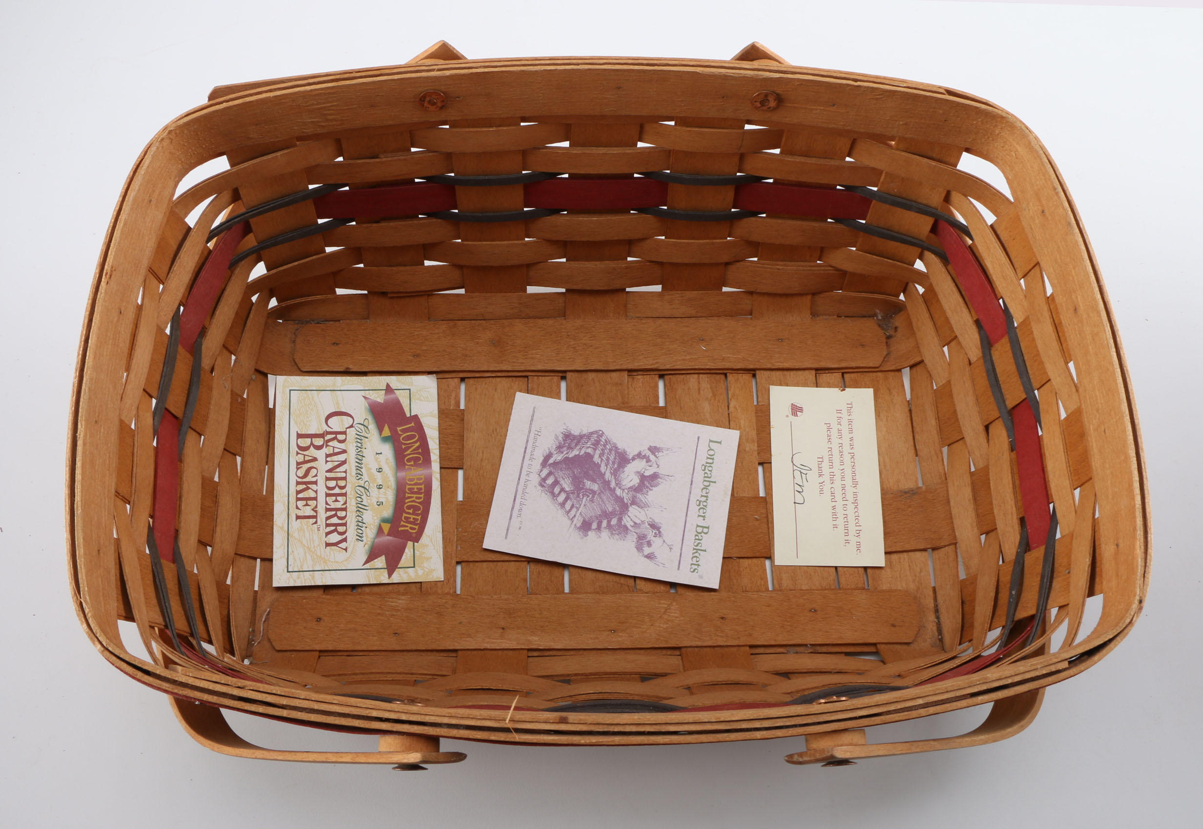 A Collection of Five 1990s Longaberger Handwoven Baskets