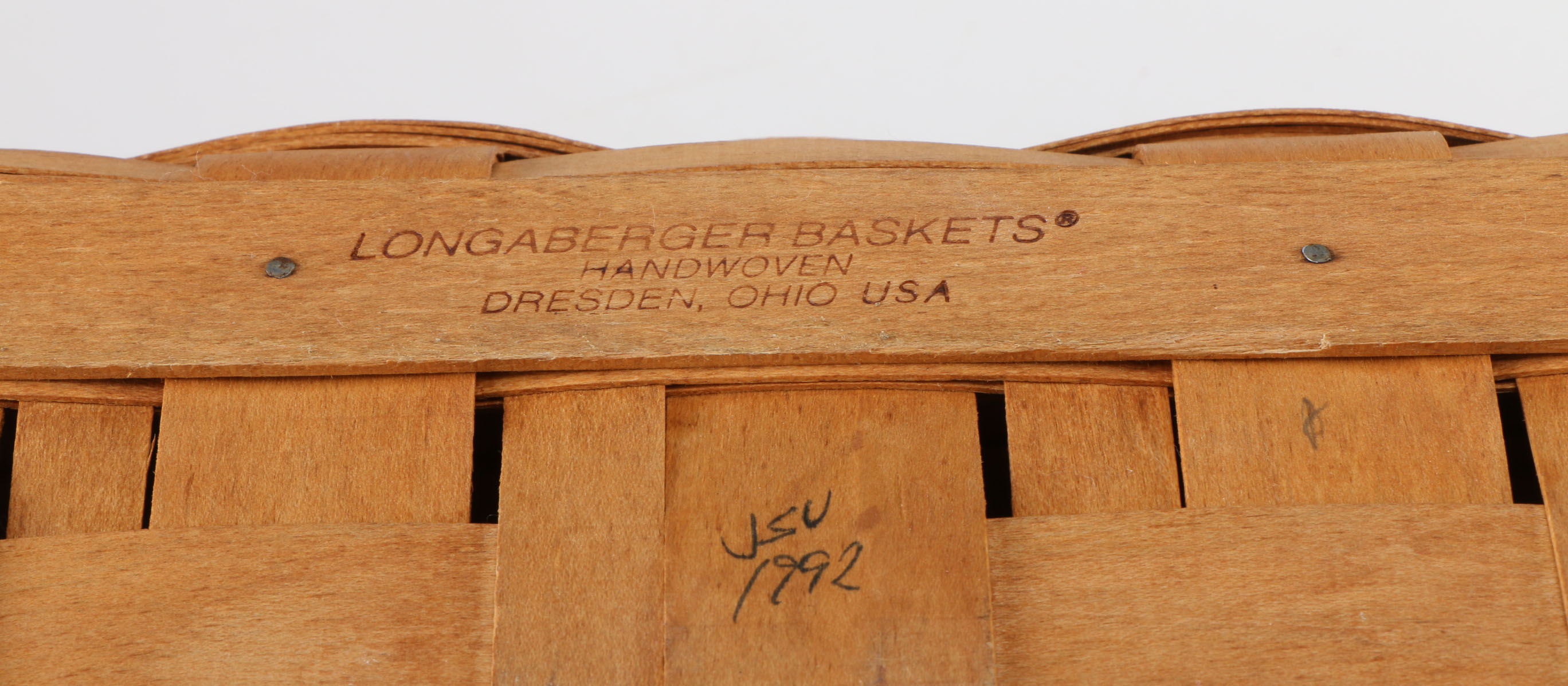 A Collection of Five 1990s Longaberger Handwoven Baskets