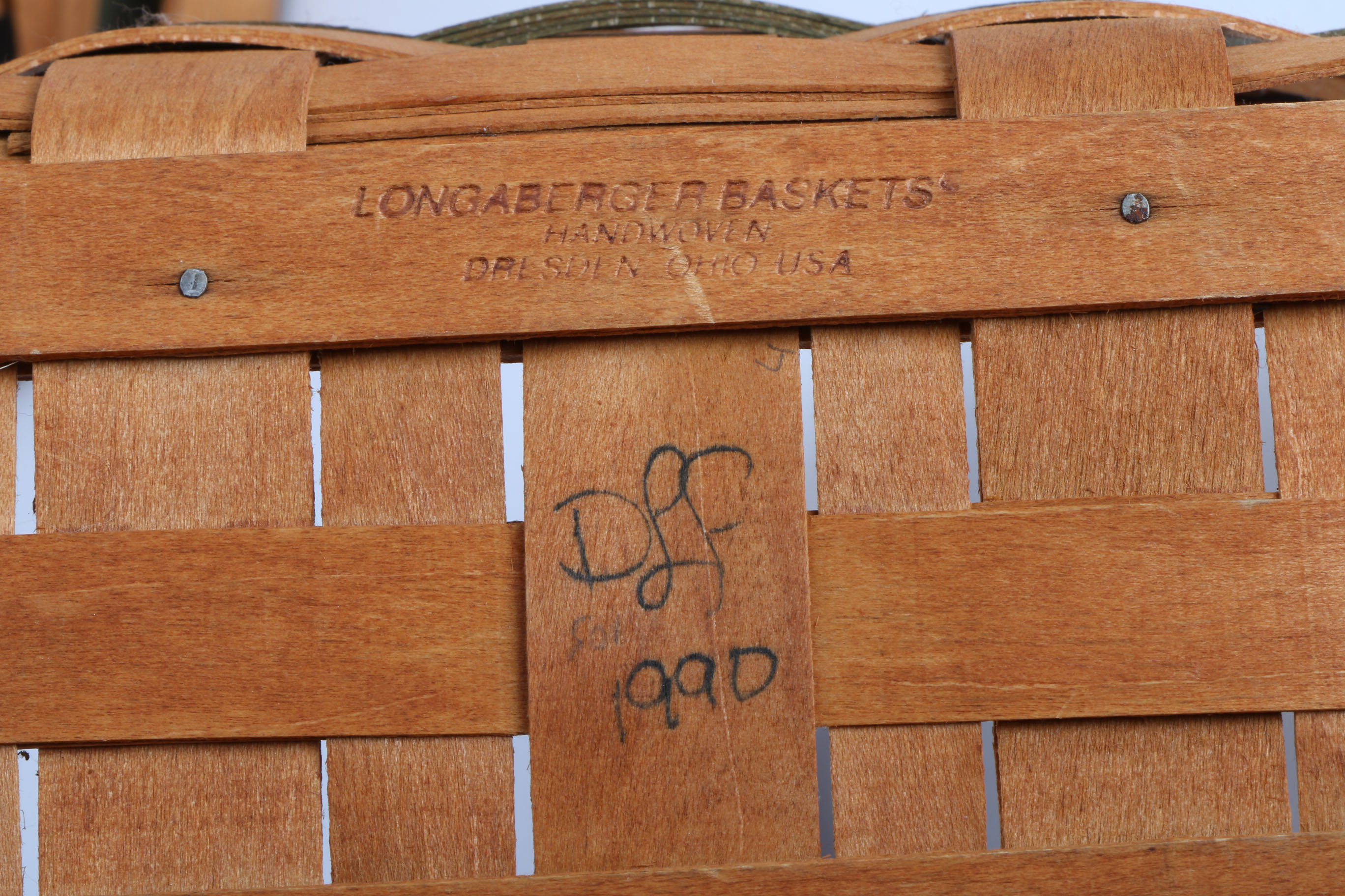 A Collection of Five 1990s Longaberger Handwoven Baskets