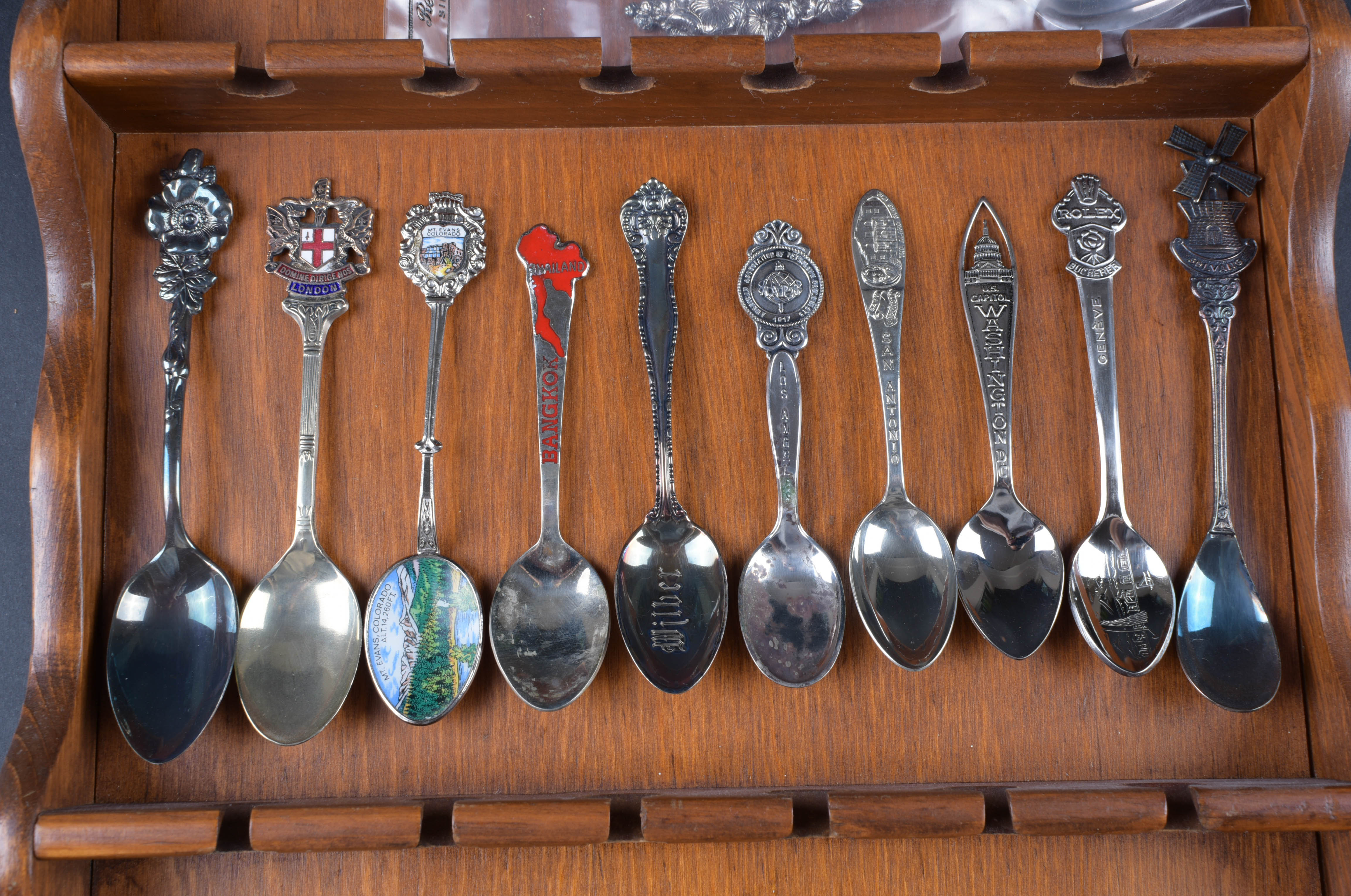 Spoon Display Rack with Set of Collector Spoons