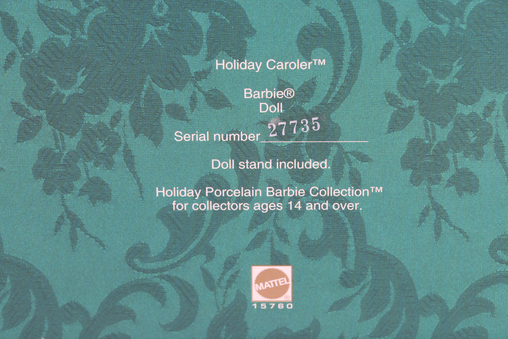 Claude Monet "Water Lily" Barbie and Porcelain Holiday Caroler Barbie Doll Pairing