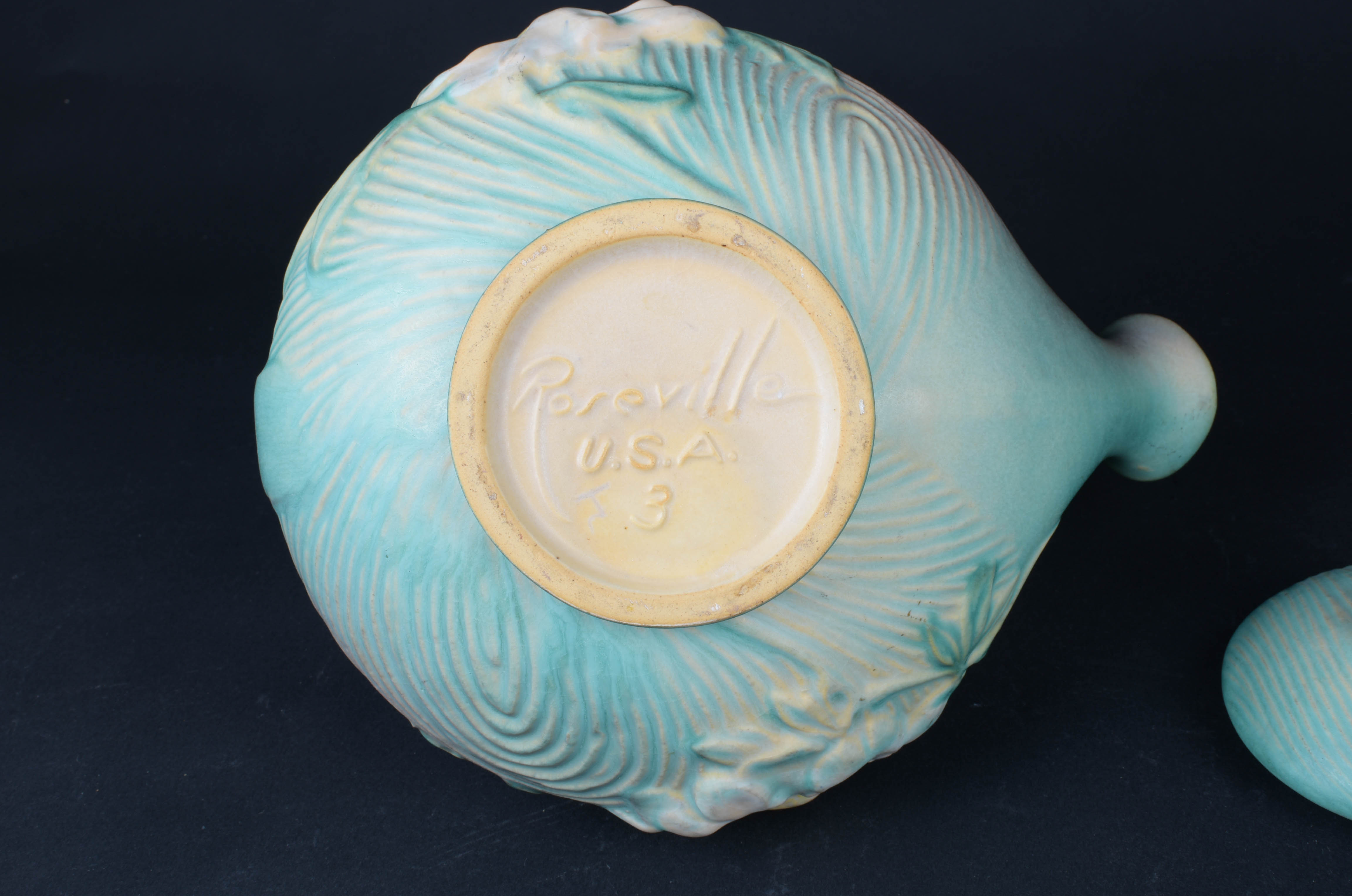 Vintage Roseville Teal Peony Tea Set